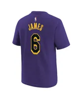 Big Boys Jordan LeBron James Purple Los Angeles Lakers Name and Number Statement T-shirt