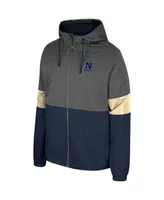 Men's Colosseum Charcoal Navy Midshipmen Miles Full-Zip Hoodie Jacket