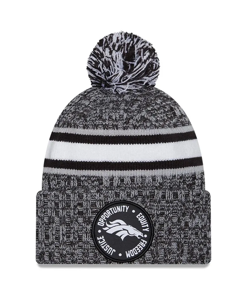 Men's New Era Heather Black Denver Broncos 2023 Inspire Change Cuffed Knit Hat with Pom