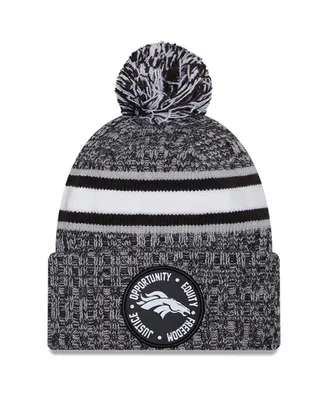 Men's New Era Heather Black Denver Broncos 2023 Inspire Change Cuffed Knit Hat with Pom