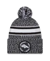 Men's New Era Heather Black Denver Broncos 2023 Inspire Change Cuffed Knit Hat with Pom