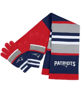 Women's Wear by Erin Andrews New England Patriots Stripe Glove and Scarf Set