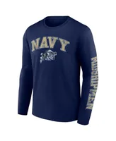 Men's Fanatics Navy Distressed Midshipmen Arch Over Logo Long Sleeve T-shirt