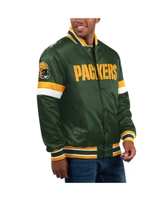 Men's Starter Green Bay Packers Home Game Satin Full-Snap Varsity Jacket