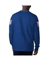 Men's Starter Royal New York Giants Clutch Hit Long Sleeve T-shirt