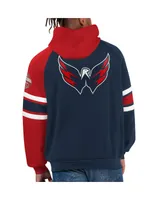 Men's Starter Red, Navy Washington Capitals Gauntlet Raglan Pullover Hoodie