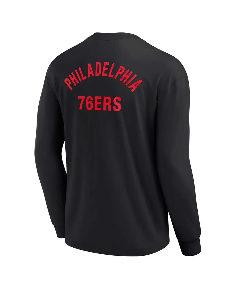 Men's and Women's Fanatics Signature Black Philadelphia 76ers Super Soft Long Sleeve T-shirt