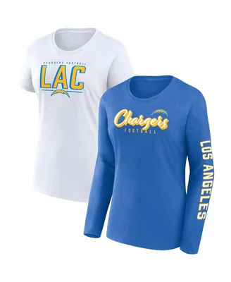 Women's Fanatics Powder Blue, White Los Angeles Chargers Two-Pack Combo Cheerleader T-shirt Set