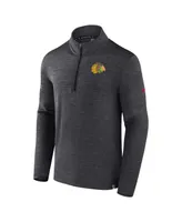 Men's Fanatics Heather Charcoal Chicago Blackhawks Authentic Pro Quarter-Zip Pullover Top