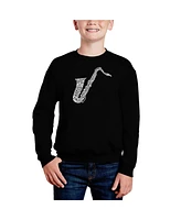 Sax - Big Boy's Word Art Crewneck Sweatshirt