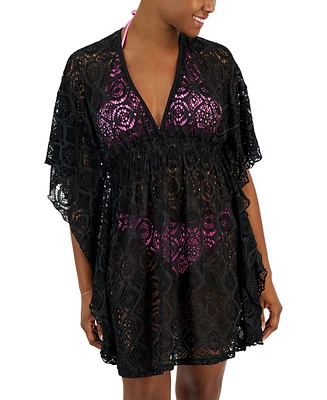 Miken Women's Plunge-Neck Lace Kimono Cover-Up, Created for Macy's