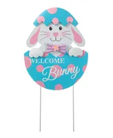 Glitzhome 24" H Easter Metal Bunny Egg Yard Stake