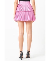 Women's Shiny Pu Pleated Mini Skirt