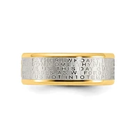 Chisel Stainless Steel Yellow Ip-plated Lord's Prayer 8mm Band Ring