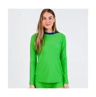 Calypsa Women's Back Zip Color Block Rash Guard