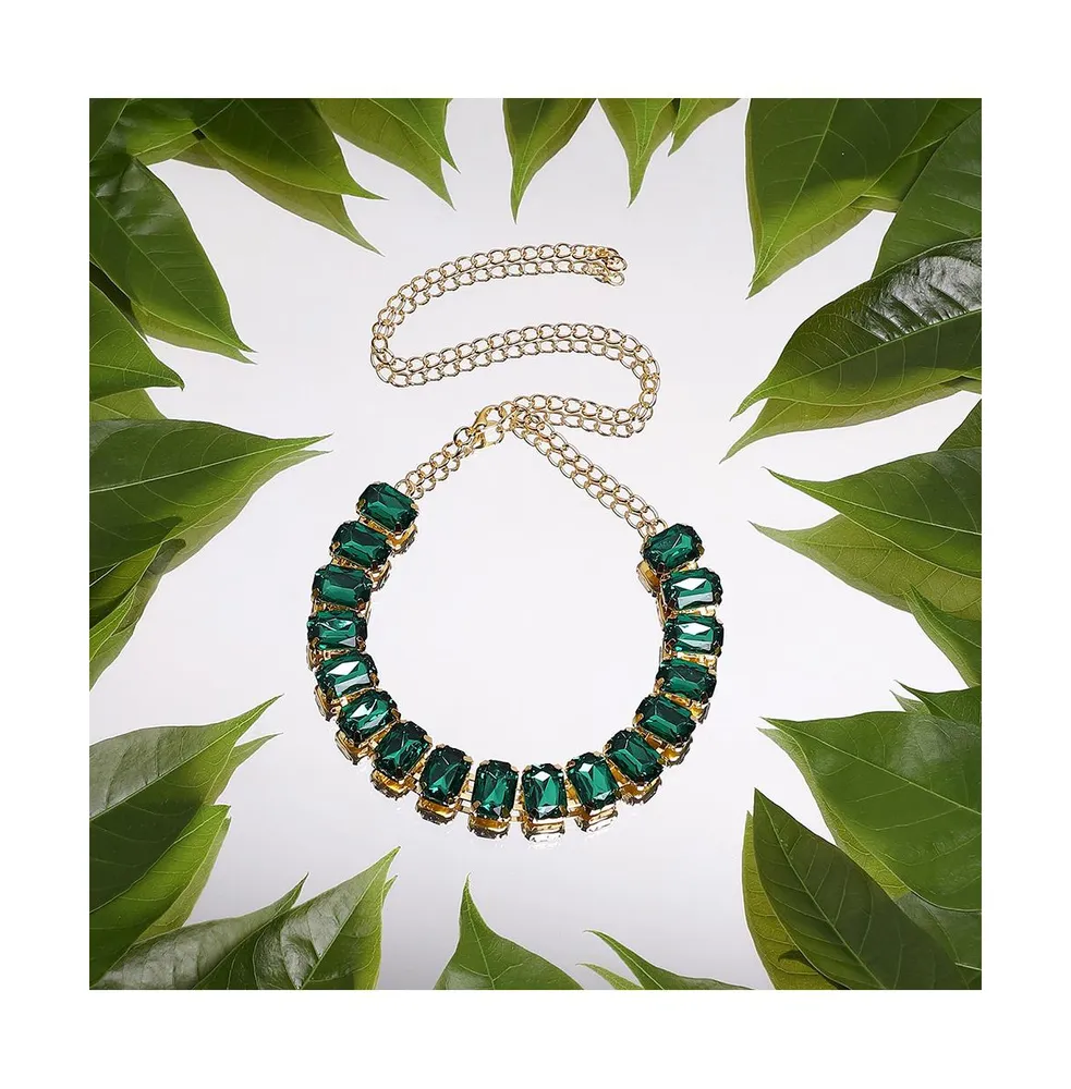 Sohi Women's Green Stone Strand Necklace