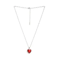 Sohi Women's Red Heart Stone Pendant Necklace