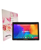Linsay New 10.1" Tablet Octa Core 128GB Bundle with Sweet Unicorn Protective Case and Micro Sd Card 128GB Newest Android 13