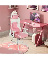Ergonomic High Back Computer Desk Chair with Headrest and Lumbar Support-Pink
