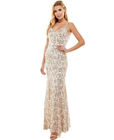 City Studios Juniors' Sequined Lace Gown