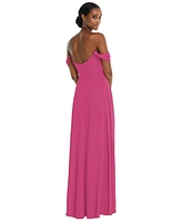 After Six Off-the-Shoulder Basque Neck Maxi Dress with Flounce Sleeves