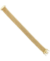 Polished Wide Woven Mesh Link Chain Bracelet in 18k Gold