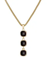 Lapis Lazuli Triple Drop Pendant Necklace 14k Gold-Plated Sterling Silver, 18 + 3" extender (Also Turquoise, Citrine, Amethyst, Garnet & Onyx)