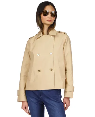 Michael Kors Women's Cotton Twill Cropped Peacoat