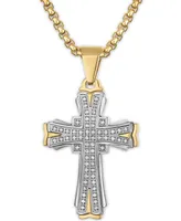 Men's Diamond Cross 22" Pendant Necklace (1/3 ct. t.w.) in Gold-Tone Ion-Plated Stainless Steel - Gold