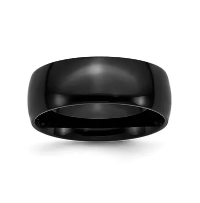 Chisel Stainless Steel Polished Black Ip-plated 8mm Band Ring