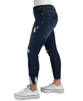 Indigo Rein Juniors' Curvy Mid-Rise Distress Skinny Jeans