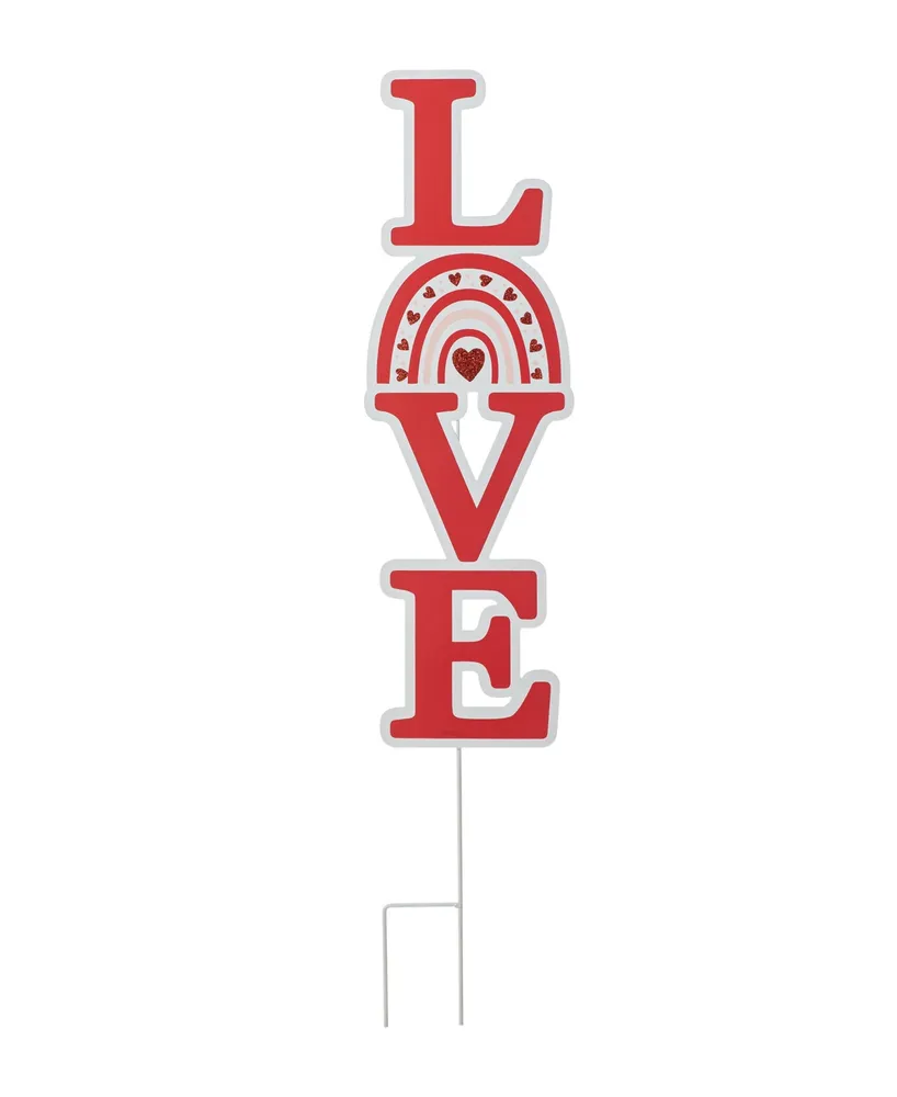 Glitzhome 36'' H Valentine's Metal Rainbow "Love" Yard Stake