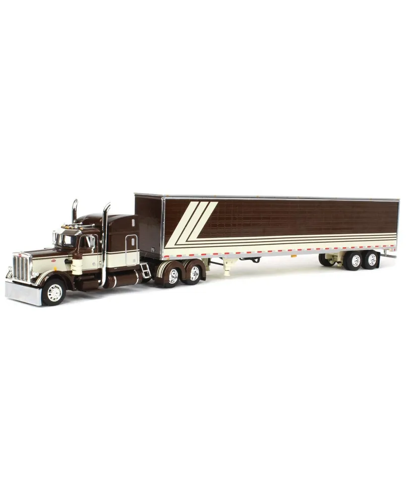 First Gear Dcp 1/64 Brown & Cream Peterbilt 63'' Mid-Roof Sleeper w/ Utility Trailer