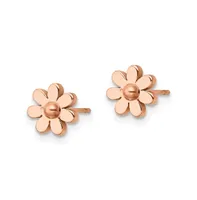 Chisel Stainless Steel Polished Rose Ip-plated Flower Earrings