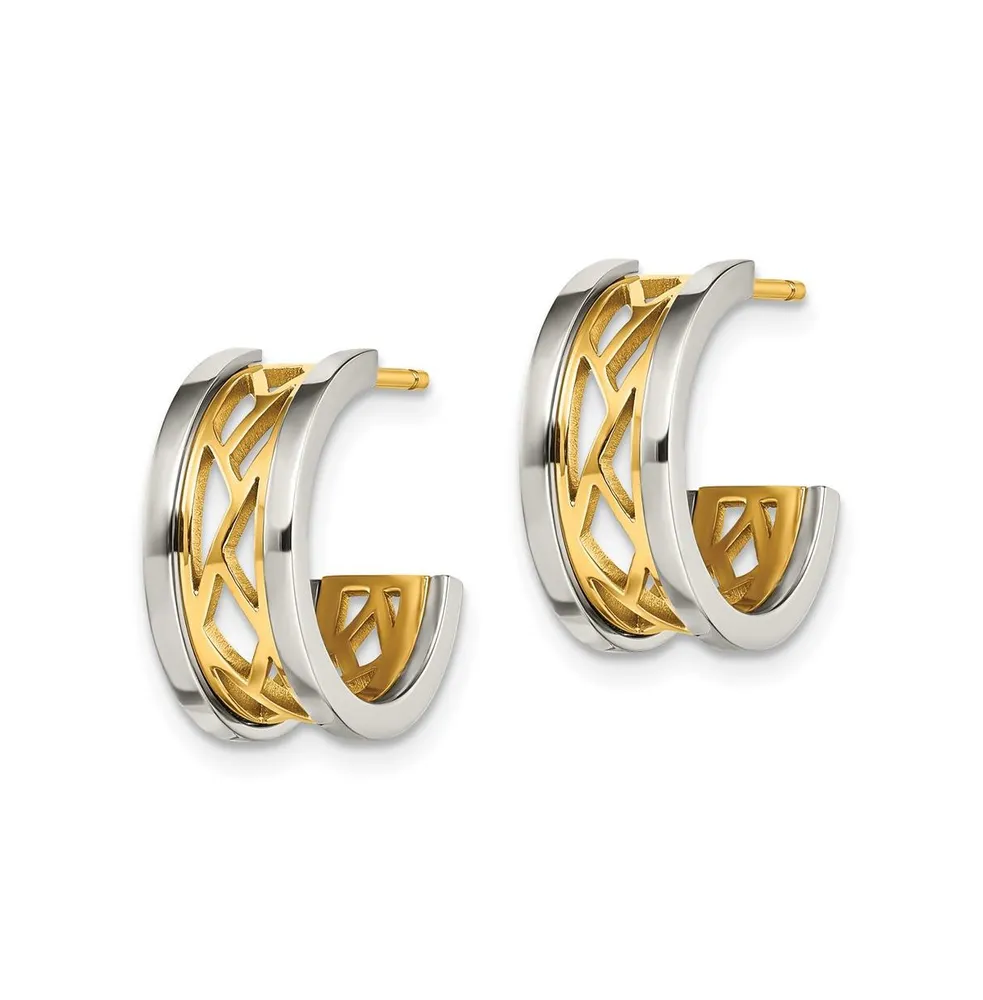 Chisel Stainless Steel Polished Yellow Ip-plated Hoop Earrings