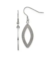 Chisel Stainless Steel Polished Laser Cut Oval Dangle Earrings