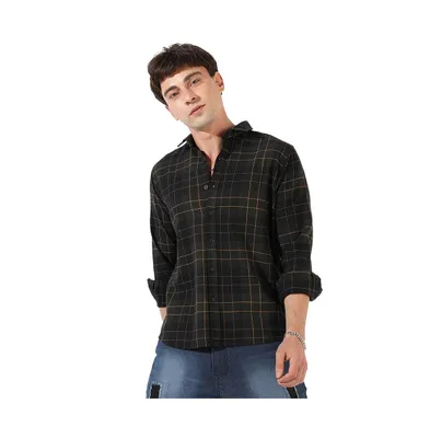 Campus Sutra Men's Dark Green Checkered Regular Fit Casual Shirt