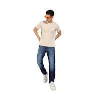 Campus Sutra Men's Beige Basic Regular Fit T-Shirt