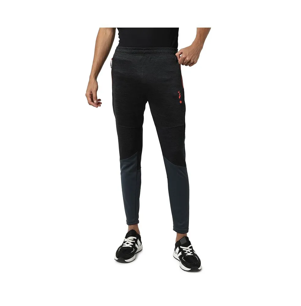 Campus Sutra Men's Carbon Black Side-Striped Track pants