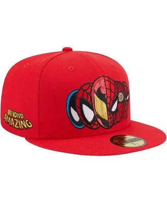 Men's New Era Red Spider-Man Faces 59FIFTY Fitted Hat