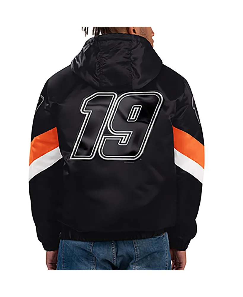 Men's Starter Black Martin Truex Jr Home Team Satin Half-Zip Hoodie Jacket