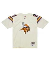 Men's Mitchell & Ness Randy Moss Cream Minnesota Vikings Chainstitch Legacy Jersey