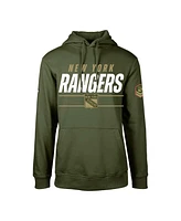 Men's LevelWear Olive New York Rangers Podium Fleece Pullover Hoodie