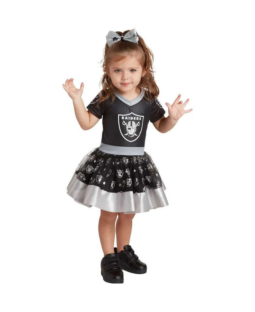 Girls Toddler Black Las Vegas Raiders Tutu Tailgate Game Day V-Neck Costume