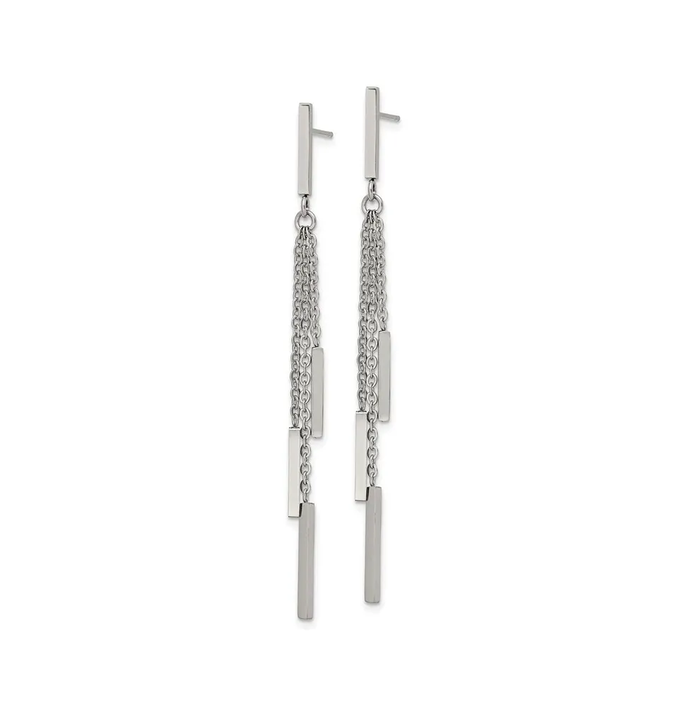 Chisel Stainless Steel Polished Bar Dangle Earrings