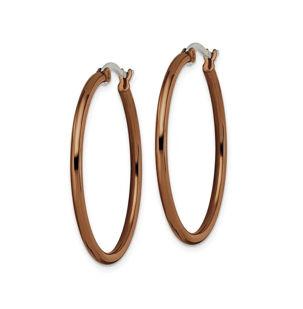 Chisel Stainless Steel Brown plated Hoop Earrings