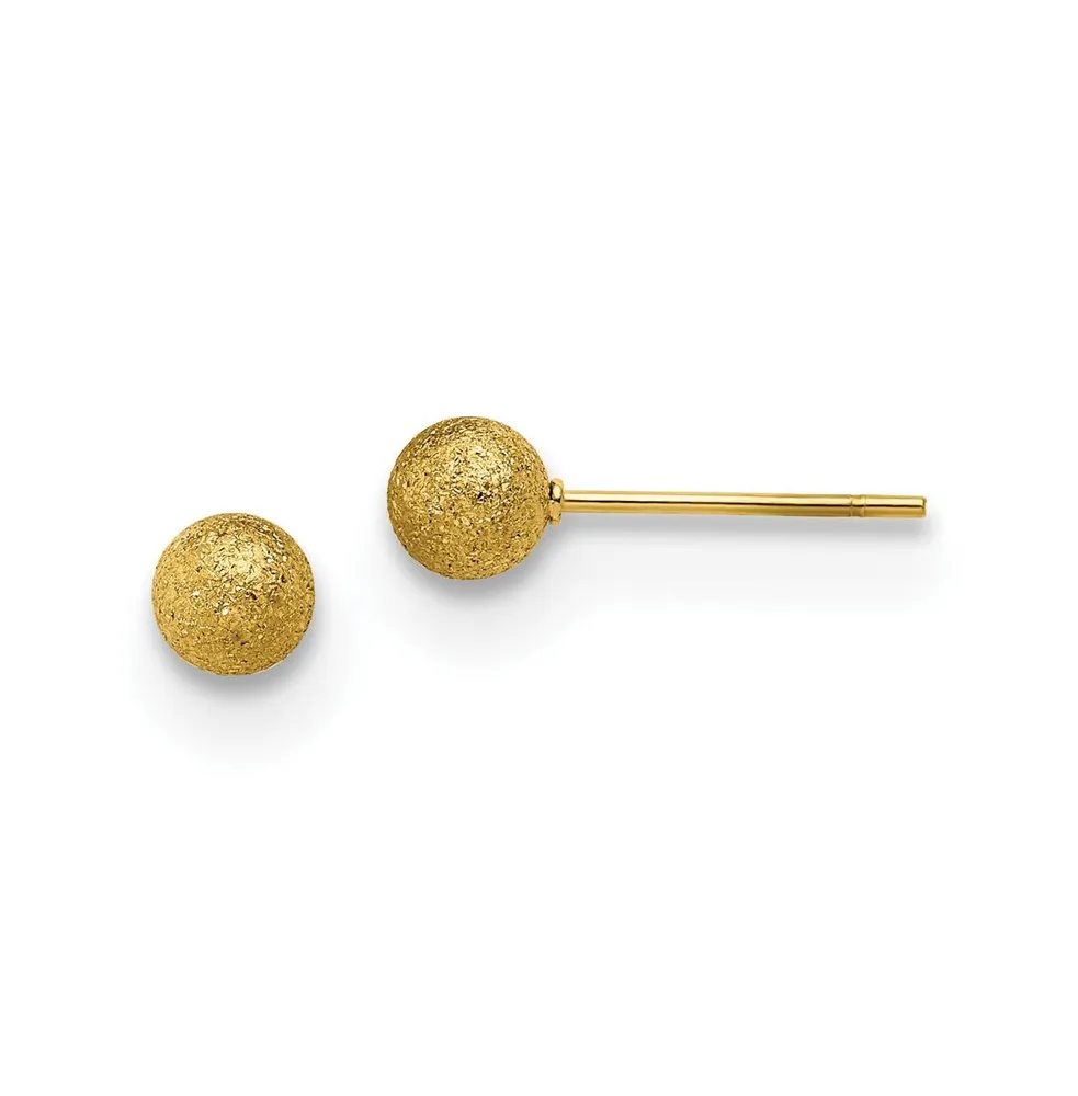 Chisel Stainless Steel Polished Laser cut Yellow plated Ball Earrings