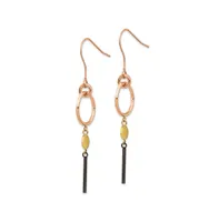 Chisel Stainless Steel Black, Rose and Yellow plated Dangle Earrings