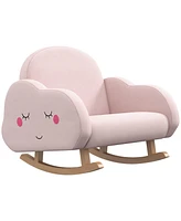 Qaba Kids Rocking Chair, Cloud Shaped Children Rocker Armchair for Nursery Playroom Preschool, with Solid Wood Legs, Anti-Tipping Design, for 1.5-5 Ye