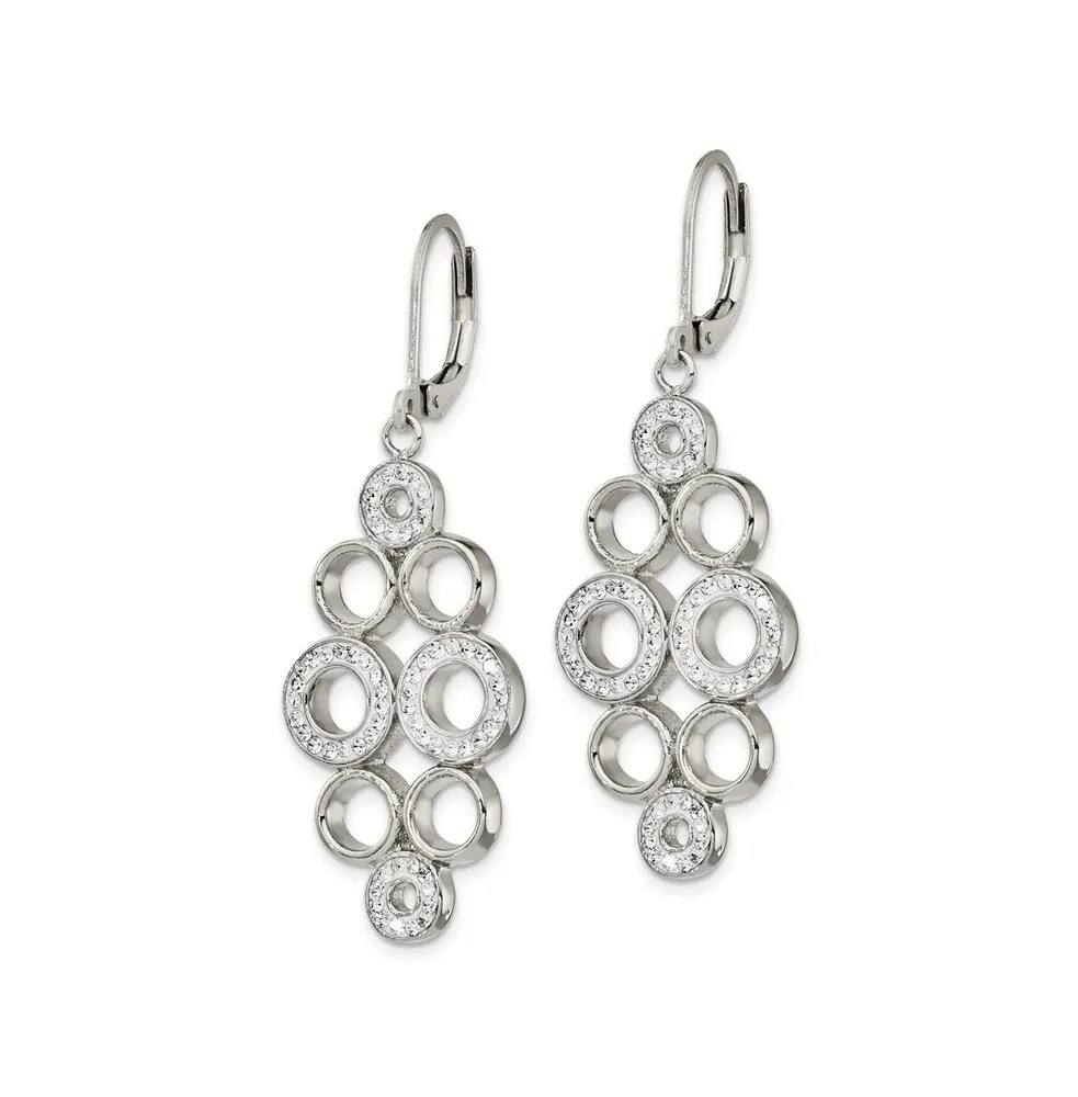 Chisel Stainless Steel Polished Crystal Circles Dangle Earrings